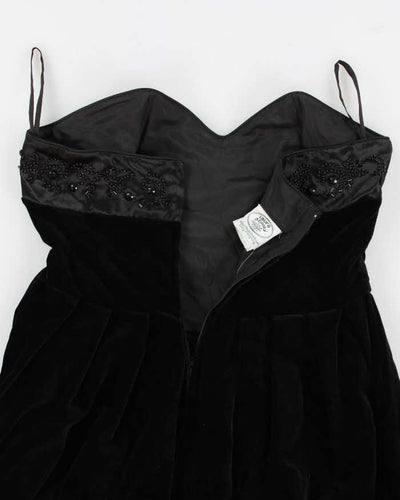 Vintage 80s Laura Ashley Velvet Beaded Strapless Dress - M