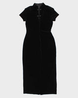Vintage 90s Darling High Neck Short Sleeve Velvet Dress - M
