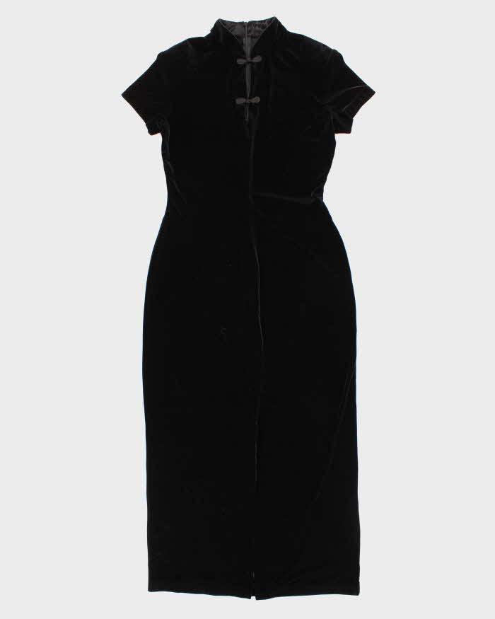 Vintage 90s Darling High Neck Short Sleeve Velvet Dress - M