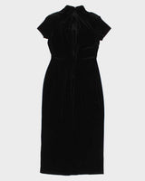Vintage 90s Darling High Neck Short Sleeve Velvet Dress - M