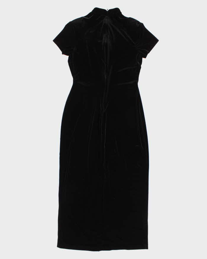 Vintage 90s Darling High Neck Short Sleeve Velvet Dress - M