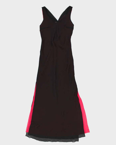 Vintage woman's Black And Pink Mesh Evening Dress - L