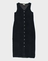 Vintage 80s Nancy G Microfiber Navy Maxi Dress - L