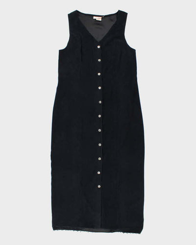 Vintage 80s Nancy G Microfiber Navy Maxi Dress - L