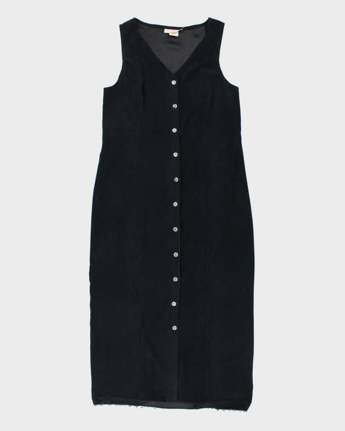 Vintage 80s Nancy G Microfiber Navy Maxi Dress - L