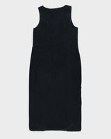 Vintage 80s Nancy G Microfiber Navy Maxi Dress - L