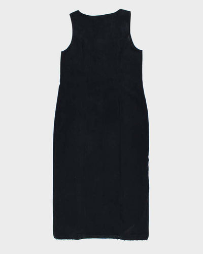 Vintage 80s Nancy G Microfiber Navy Maxi Dress - L