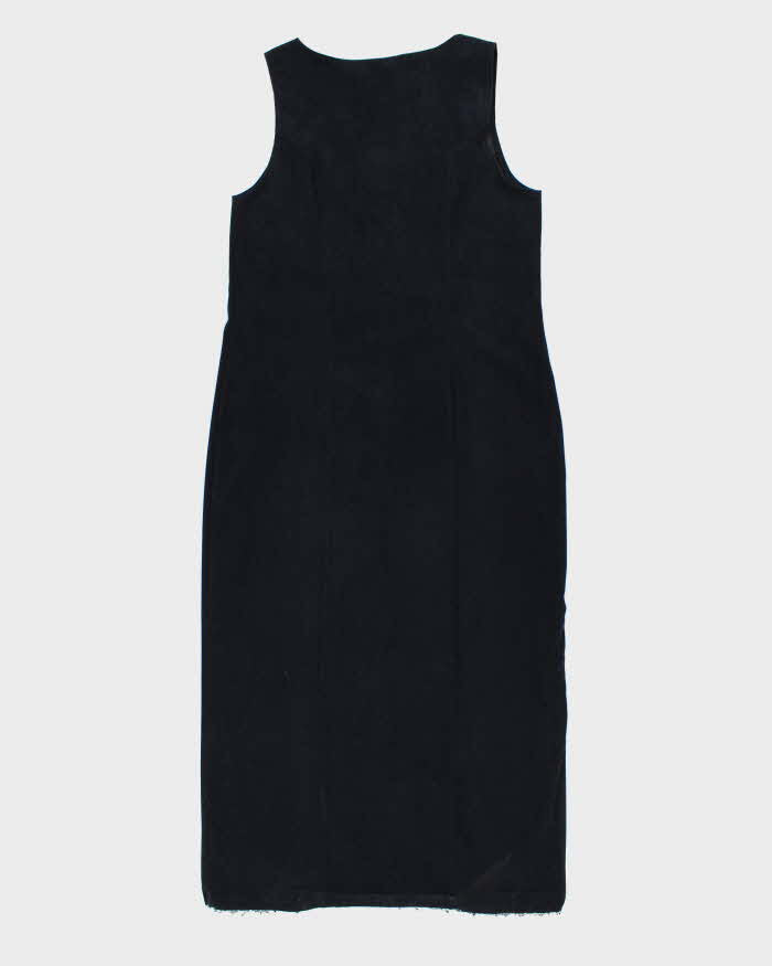 Vintage 80s Nancy G Microfiber Navy Maxi Dress - L
