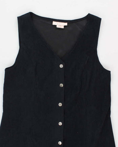 Vintage 80s Nancy G Microfiber Navy Maxi Dress - L