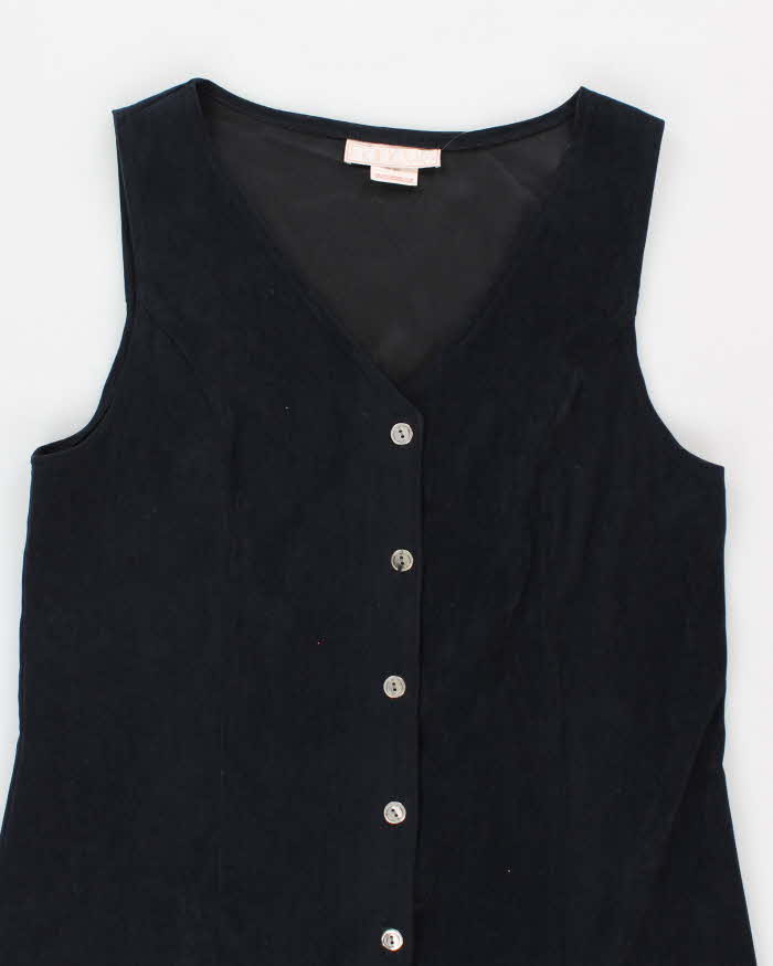 Vintage 80s Nancy G Microfiber Navy Maxi Dress - L
