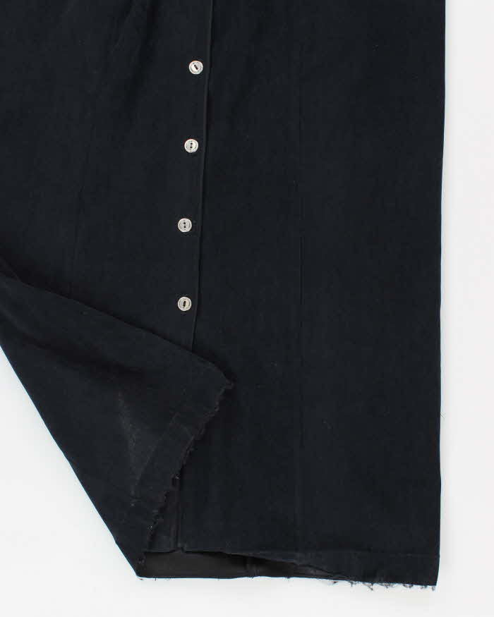 Vintage 80s Nancy G Microfiber Navy Maxi Dress - L
