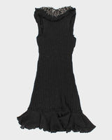 Vintage 90s Sioni Faux Fur Collared Knit Dress - M