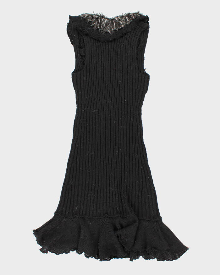 Vintage 90s Sioni Faux Fur Collared Knit Dress - M