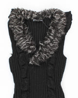 Vintage 90s Sioni Faux Fur Collared Knit Dress - M