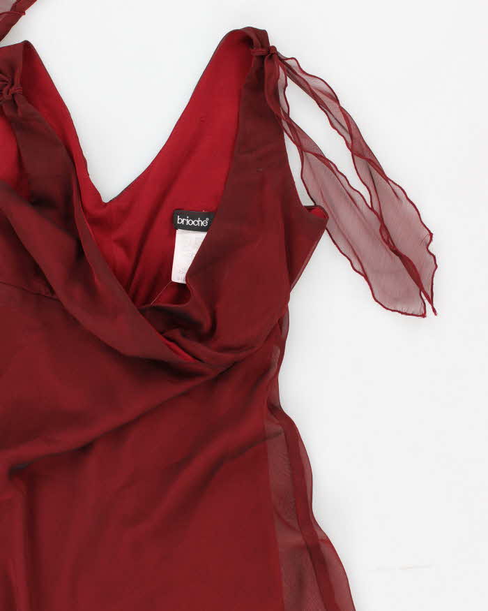 Vintage Woman's Burgundy Iridescent Evening Dress - M