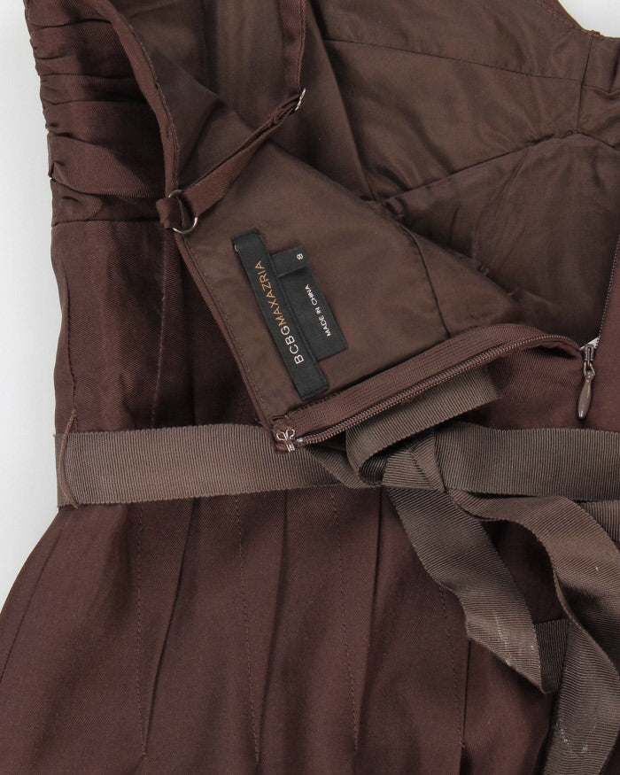 Vintage Woman's Brown Pleated Dress - M