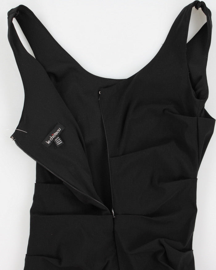 Vintage Woman's Black Le Chateau Ruched Evening Dress - XS