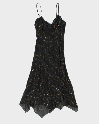 Vintage Woman's Black Sequin Embellished Dress - M