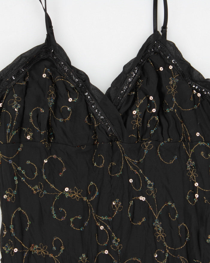 Vintage Woman's Black Sequin Embellished Dress - M