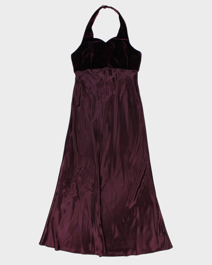 Vintage 90s Bijaun Darling Halter Neck Purple Dress - M