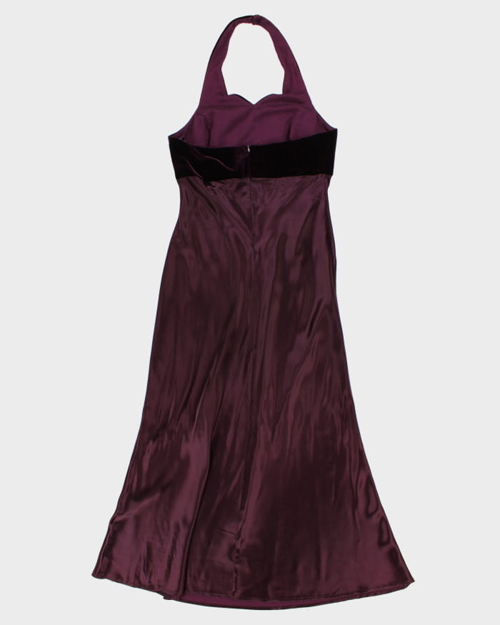 Vintage 90s Bijaun Darling Halter Neck Purple Dress - M