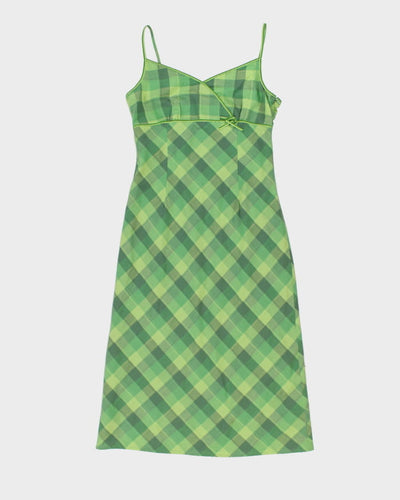 Y2K 00s Darling Green Check Midi Dress - L