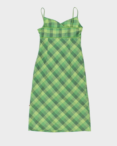 Y2K 00s Darling Green Check Midi Dress - L