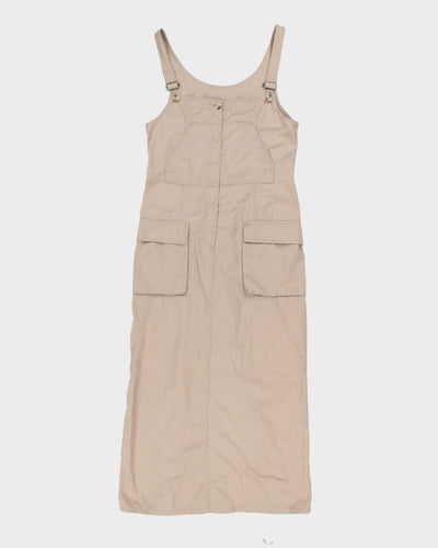 Vintage 90s Beige Dungaree Dress - S