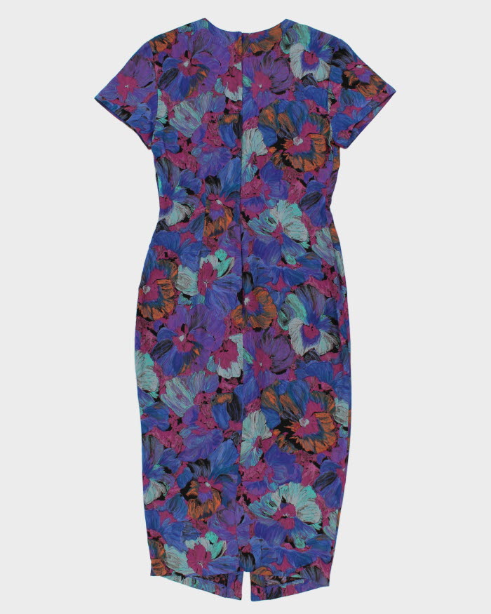 Vintage 80s La Belle Floral Short Sleeved Dress - M