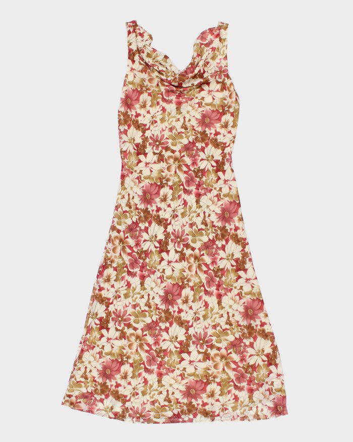 Vintage Y2k 00s Le Chateau Cowl Neck Floral Dress - M