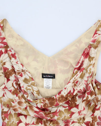 Vintage Y2k 00s Le Chateau Cowl Neck Floral Dress - M
