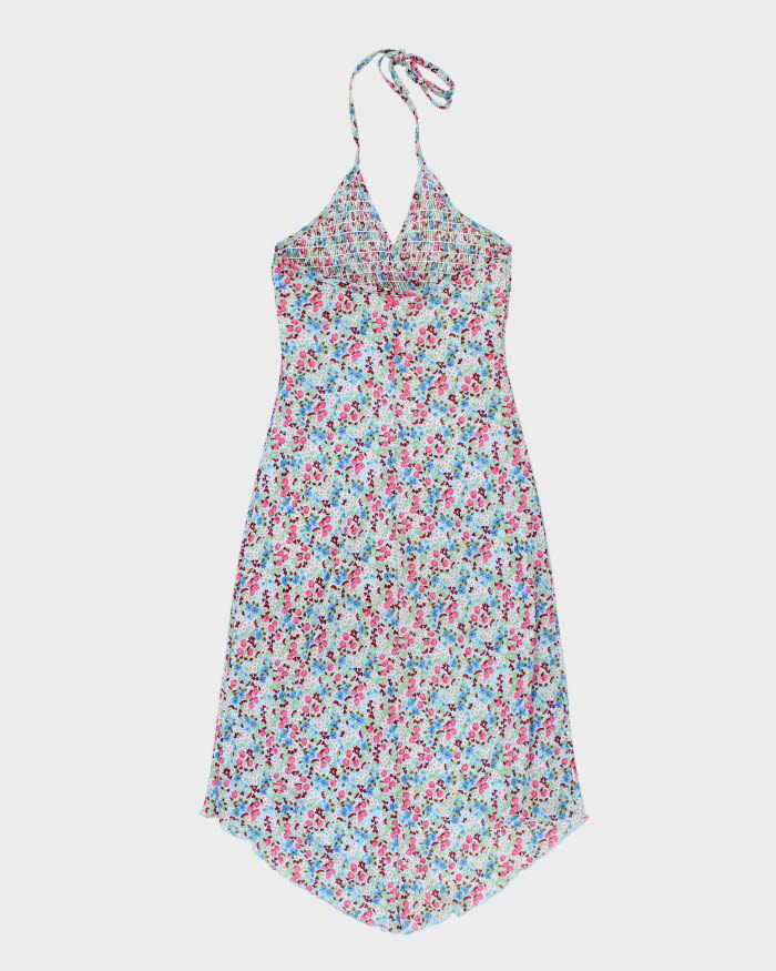 Vintage 90s Le Chateau Floral Halter Neck Summer Dress - S