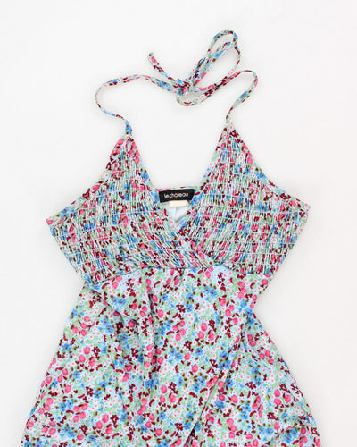 Vintage 90s Le Chateau Floral Halter Neck Summer Dress - S