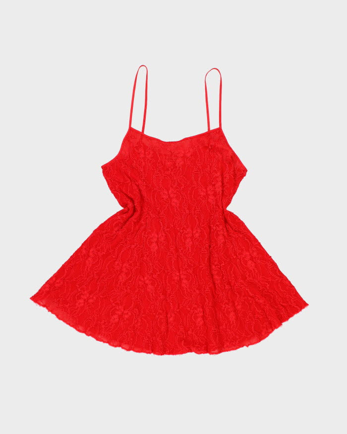 Vintage 90s Bennett & Bain Darling Red Textured Mini Dress - L