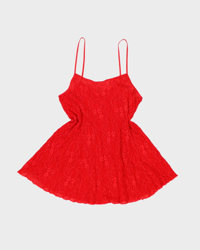 Vintage 90s Bennett & Bain Darling Red Textured Mini Dress - L