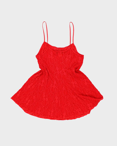 Vintage 90s Bennett & Bain Darling Red Textured Mini Dress - L