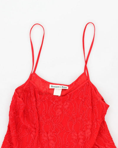 Vintage 90s Bennett & Bain Darling Red Textured Mini Dress - L