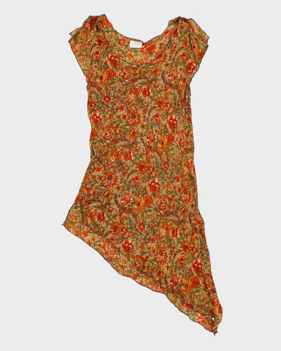 Alchemy Silk Floral Asymmetric Hem Dress - M