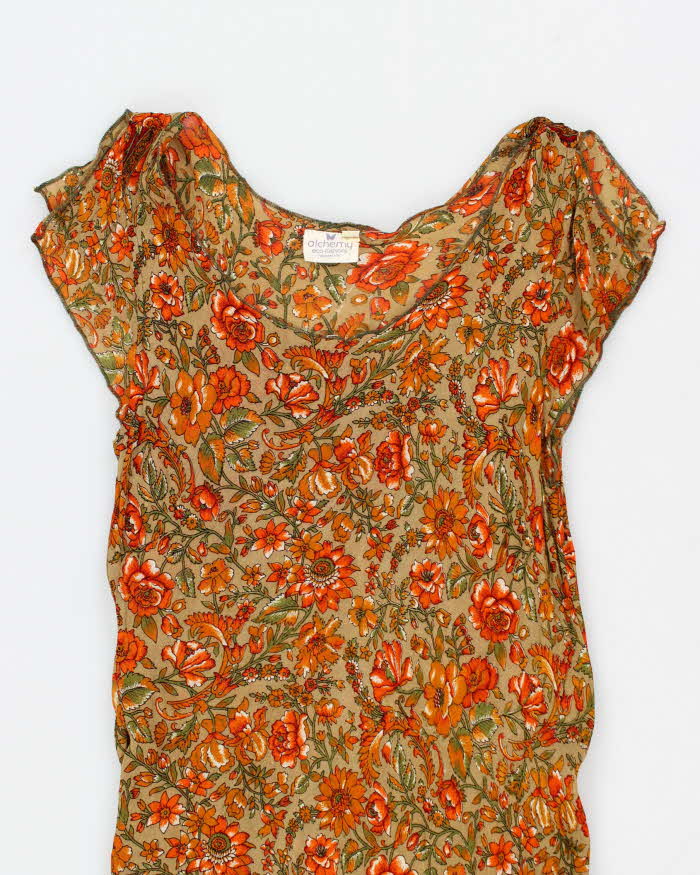 Alchemy Silk Floral Asymmetric Hem Dress - M