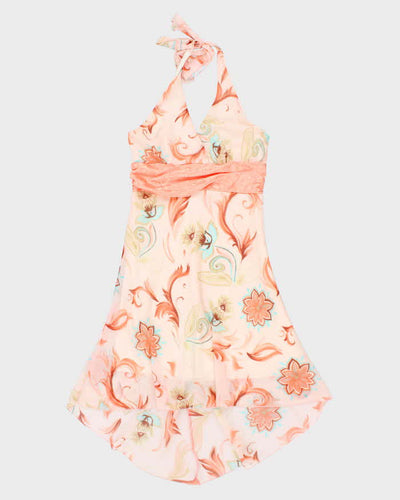 Y2k 00s Sakura Floral Halter Neck Dress - M