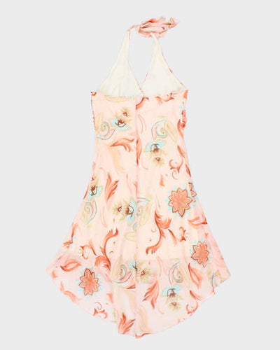 Y2k 00s Sakura Floral Halter Neck Dress - M