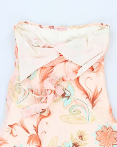 Y2k 00s Sakura Floral Halter Neck Dress - M