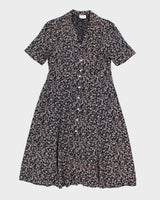 90s Moda International Blue Floral Button Up Dress - M
