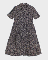 90s Moda International Blue Floral Button Up Dress - M