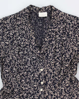 90s Moda International Blue Floral Button Up Dress - M