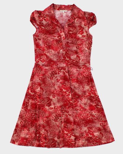 90s RW & Co Red Floral Dress - M