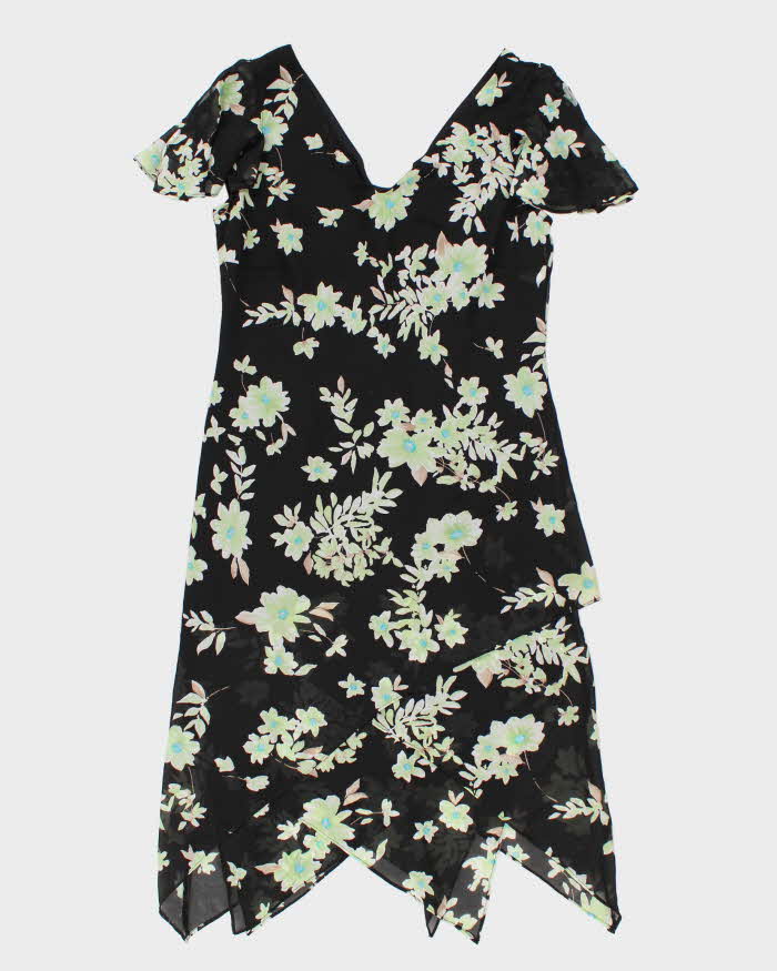 90s Clockwise Floral Dress - M