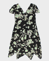 90s Clockwise Floral Dress - M