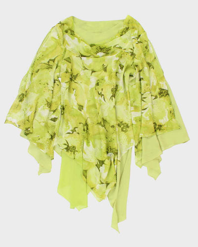 Y2k 00s Cowl Neck Bell Sleeve Green Dress - L