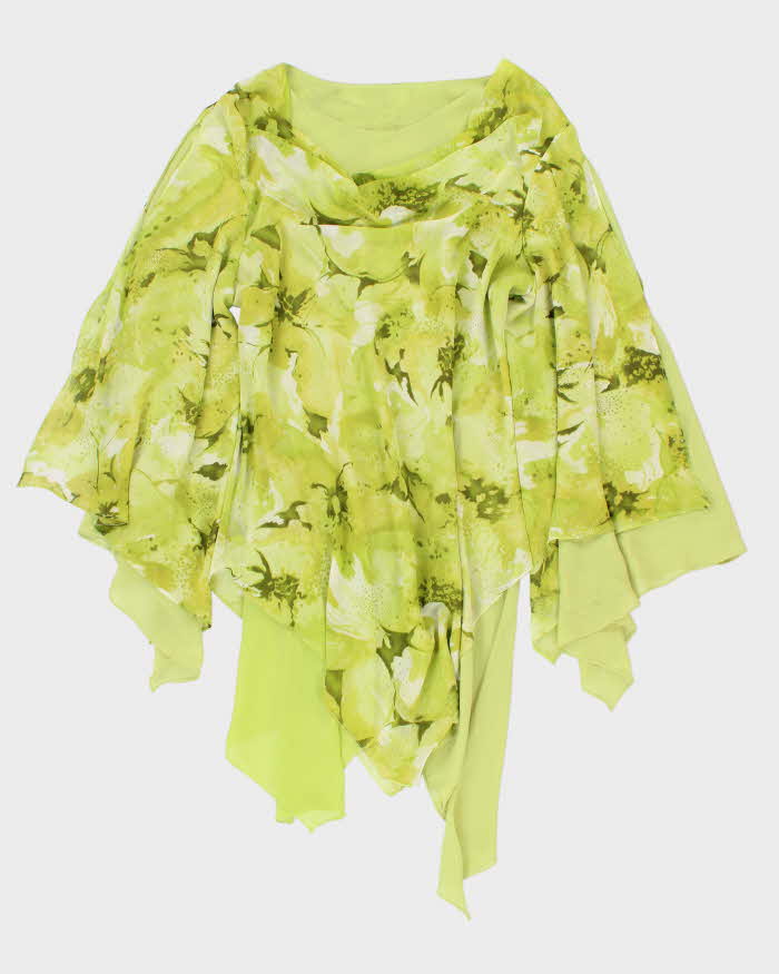 Y2k 00s Cowl Neck Bell Sleeve Green Dress - L